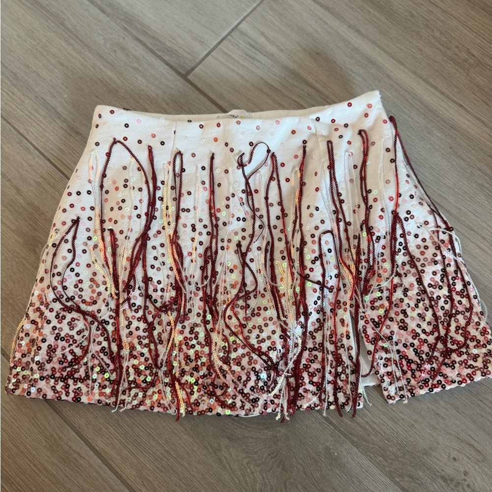 Queen of sparkles Sequin Embellished White skort